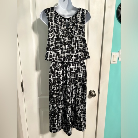 Cleo Midi Geometric Sleeveless One Piece Black White Dress Size Large - Picture 4 of 5